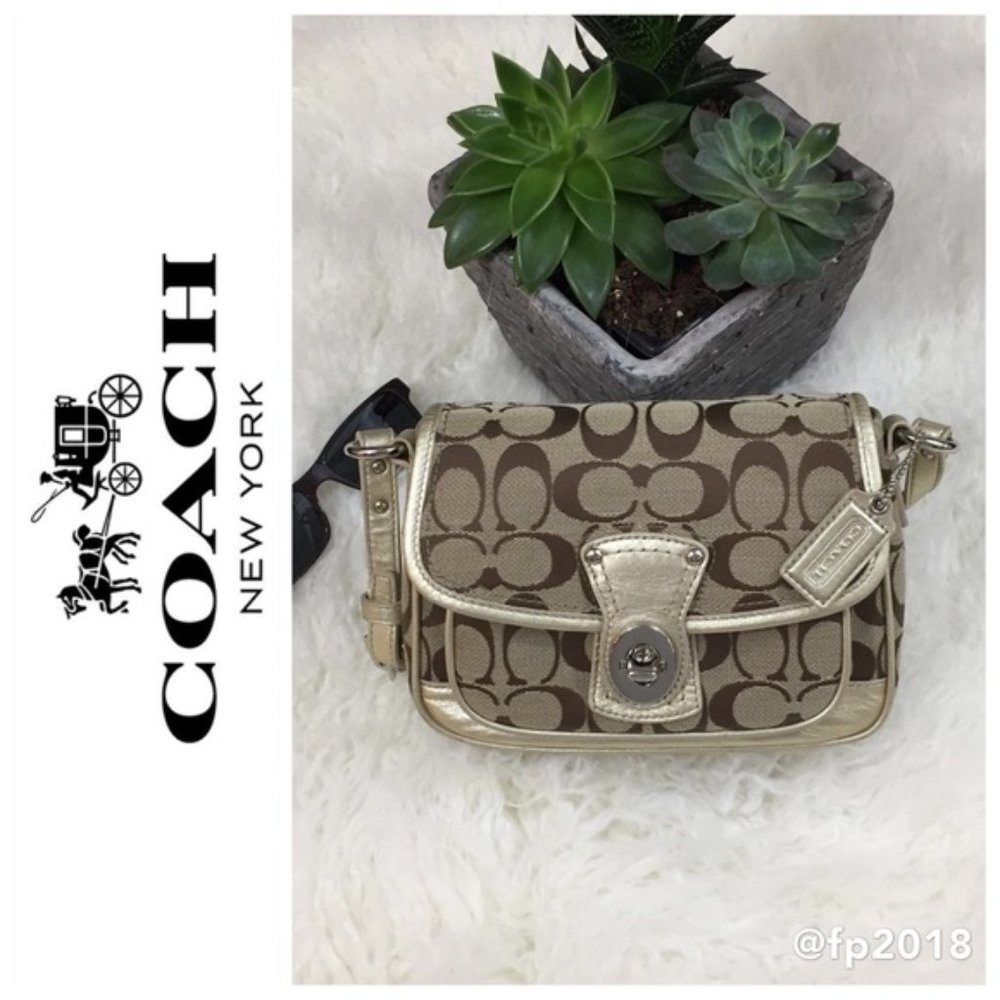 COACH Signature Gold Penny Flap Handbag